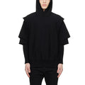 Customized Unisex Layered Sleeves Hoodie Oversized Asymmetrical Cut Mock Two Piece HighStreet Wear Pullover With Kangaroo Pocket