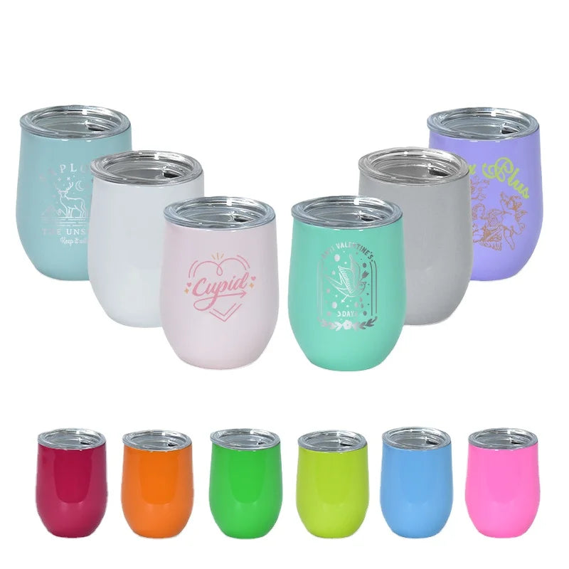 Full Immersion Bridal Shop 3oz Mini Shot Tumbler Cup Colorful Egg Shape 18/8 Stainless Steel Double Wall Shotglass Gift Cup