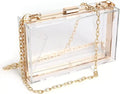 Women Clear Purse Acrylic Clear Clutch Bag Shoulder Handbag Gold Chain Strap Single Hasp Rectangle Customized Logo Acceptable