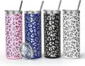 20oz Stainless Steel Insulated Vaccum Straight Skinny Leopard Tumbler with Lid and Straw