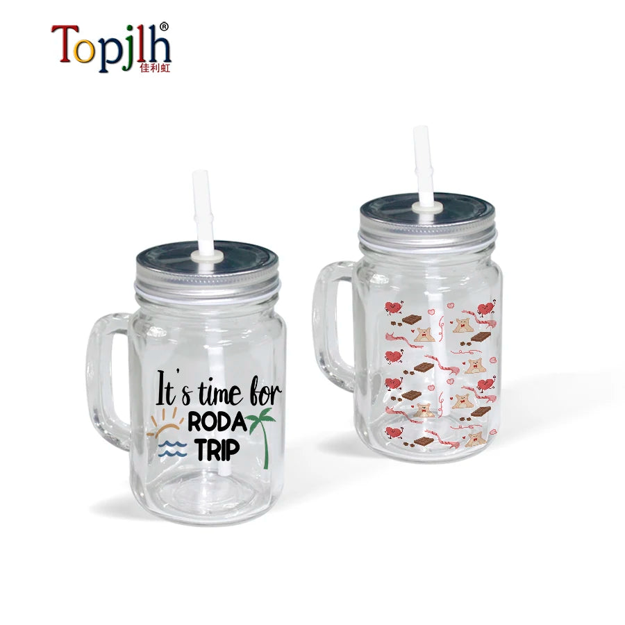 Factory Price Clear Mason Jars Custom Logo Glass Mason Jar Sublimation Blank Mug With Lid Straw