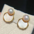 Silver Needle Hypoallergenic Gold Plated AAAA Grade Natural Freshwater Pearl 6-7MM Stud Earrings Micro Insert Design for Women