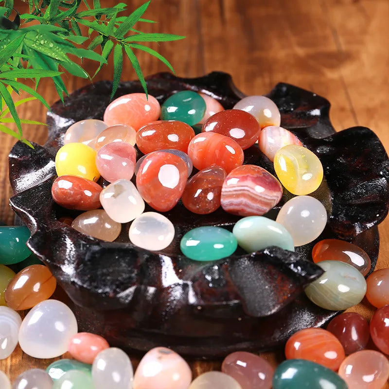 Crystal HZ Black tumble stones agate stone price fire jewelry with