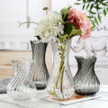 Wholesale Modern Luxury Home Deco Big Irregular Mouth Colored Glass Vase Transparent Gray Vase Abstract Striped Clear Glass Vase