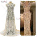 Pink or White Elegant Party Wedding Evening Dress Long Full Body Applique Rhinestone Fabric