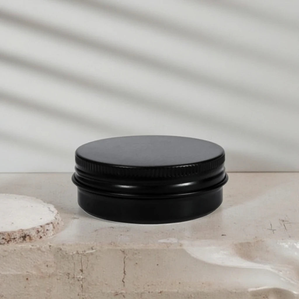 Black Metal Salves Aluminium Tin Can 5ml to 200ml Round Jar with Screw Cap for Tea and Candle Use