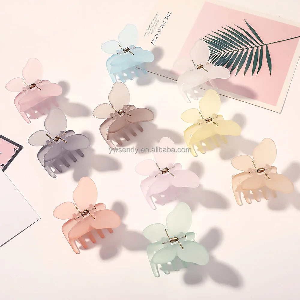 Korean Fashion Hair Accessories 5cm Claw Clips Candy Color Matte butterfly Hair Claws for Women Girls