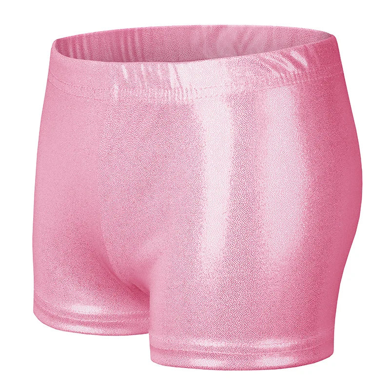 Kids Girl Elastic Waist Sports Shorts Bottoms for Ballet Dance Yoga Gymnastic Workout Bright Bronzing Dancewear Children Shorts