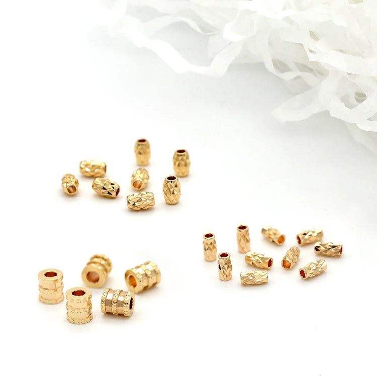 Fashion DIY Jewelry Making Accessories 14K Gold Plated Brass Hourglass Shaped Sparkling Spacer Beads for Necklaces and Bracelets