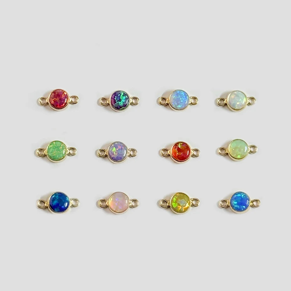 New Fine Real 14K Gold Filled Opal Stone 12 Birthstone Sterling Silver 925 Charms Connector for Jewelry Making