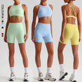 SHINBENE Hi Cloud Women 2 Piece High Waist Gym Fitness Set Outfits Biker Shorts Workout Yoga Sets