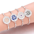 Diamond Zircon Stainless Steel Hollow Aromatherapy Essential Oil Adjustable Eco-friendly Unisex Perfume Bracelet Tree Life