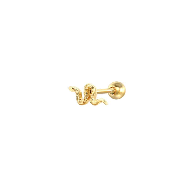 CANNER S925 Sterling Silver Fashion Ins Retro Mini Cute Snake Piercing Thread Stud Earrings