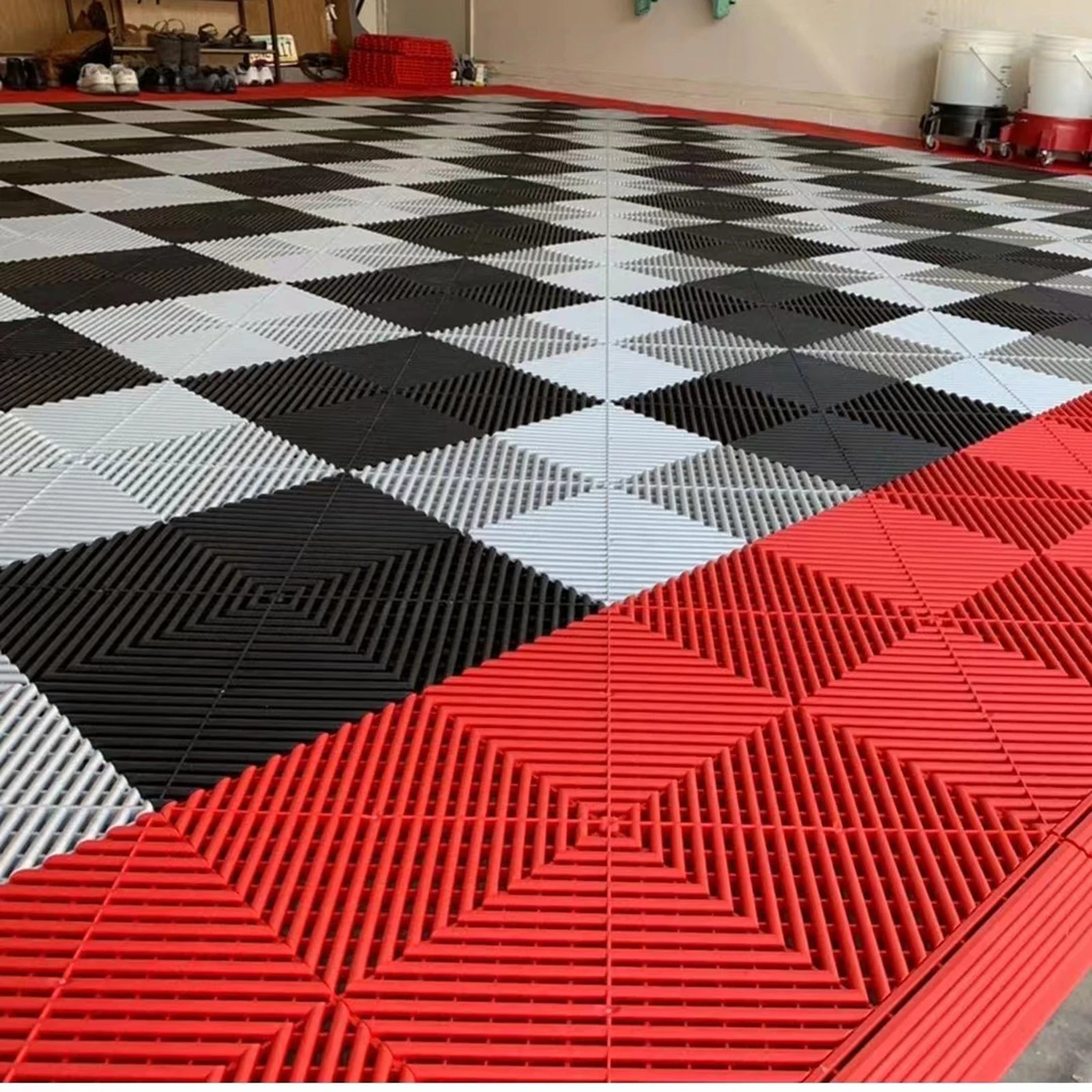New Model No Injection Point PP Garage/workshop/warehouse Floor Tiles Dalle Pvc Sol Garage Floor Tiles