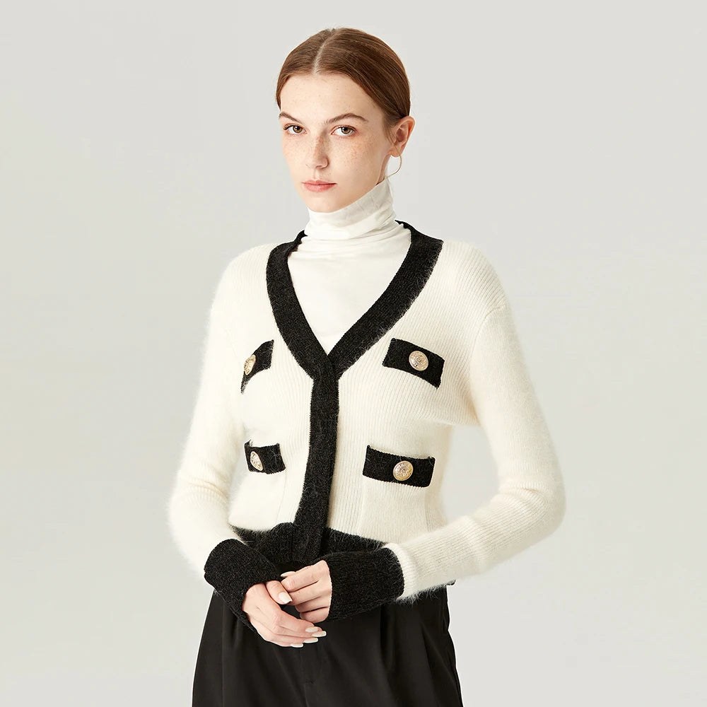 High Quality  Women's Autumn and Winter100% Angora Cardigan Loose Luxury Sweater Cardigan Female