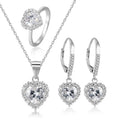 Elegant 925 Sterling Silver Jewelry Set Aaa Cubic Zirconia Rhodium & Gold Plating Love Heart Bridal Jewelry