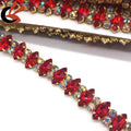 Red Horse Eye Rhinestone Applique with Gold Chain Claw Trim for Shoes & Bags Costumes