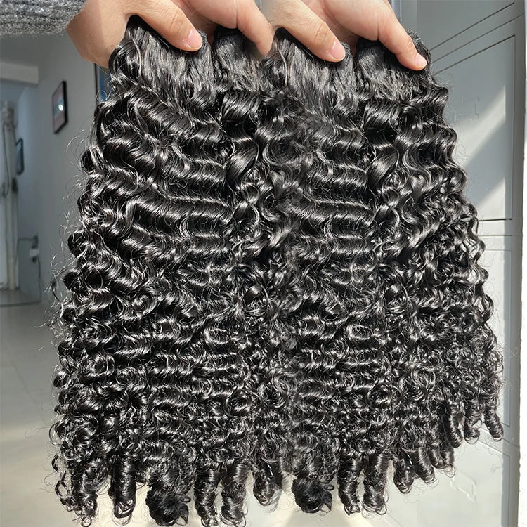 Grade 12A Double Drawn Curly Hair Bundles Human Hair Raw Cambodian Virgin Hair Cuticle Aligned 100g Single Weft