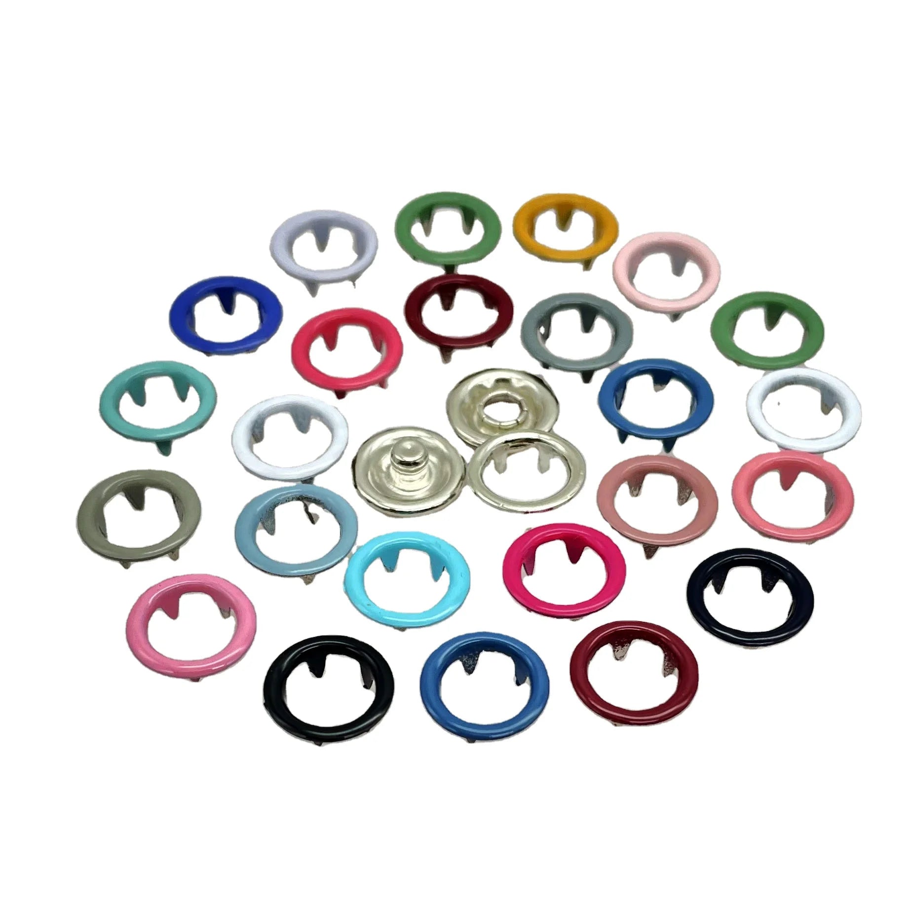 Nickel Free Paint Painted Brass Ring Prong Snap Metal Four Part Button Prong Ring Snap Fastener Button Children's Buttons