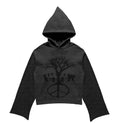 Custom Cotton French Terry Oversized Flare Sleeve Fleece Relaxed Screen Print Acid Wash Patch Distressed Embroidered Hoodie Men