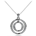 CAOSHI Dainty Sliver Plated Double Circle Pendant Round Cut Cubic Zircon Simple Pendant Necklace for Women Girls