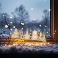 Christmas Wooden Decorations Custom Laser Cut Wood Christmas Village Stand Scene for Stove Light Decor