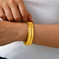 2025 New Fashion Simple INS Style Women's Stainless Steel Gold Double Glossy Openable Bracelet