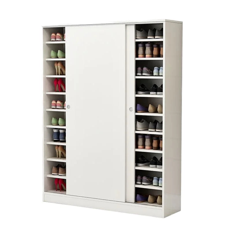 Wooden Panel Shoe Rack Cabinet Modern Design Sliding Door Durable Stylish Easy Assemble Living Room Villa Apartment Home Hotel