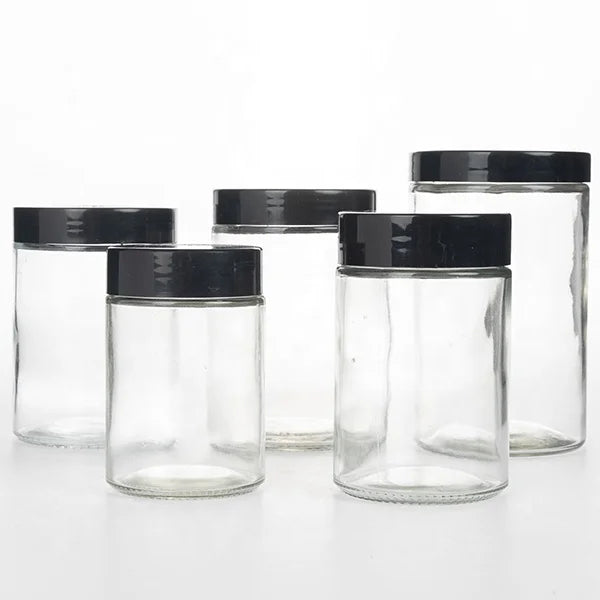 6OZ 24OZ Wide Mouth Straight Side Round Glass Jar with Lid