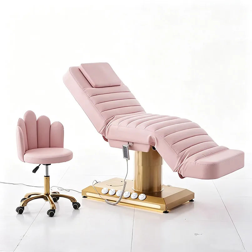 Modern Luxury Gold Spa Bed Massage Table Electric Facial Cosmetology Bed for Beauty Salon With Chair