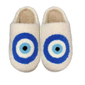 Cute Winter Warm Indoor Slippers Fur Style PVC Lining Fabric Insole Soft Cotton Flat Evil Eyes Design Anti-Slippery Lightweight