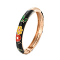 Daili Wholesale Rose Gold Green Glazed Floral Bracelet Bangle for Girl Jewelry Bangle Custom Bangles
