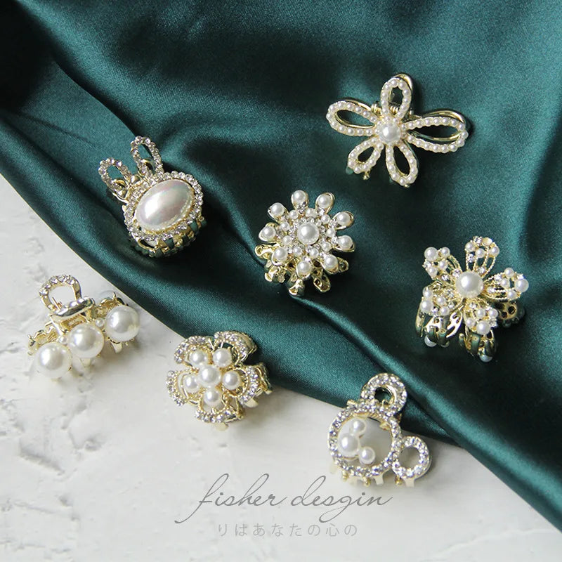 Fashion Girls Shiny Crystal Hair Clip Metal Claw Hair Clip Pearl Alloy Hair Clips for Women Girls