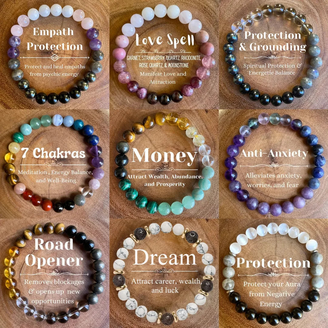 100 Models Natural Stone Healing Energy 7 Chakra Bracelet Attract Good Luck Money Health Tiger Eye Pearl Crystal Beaded Bracelet