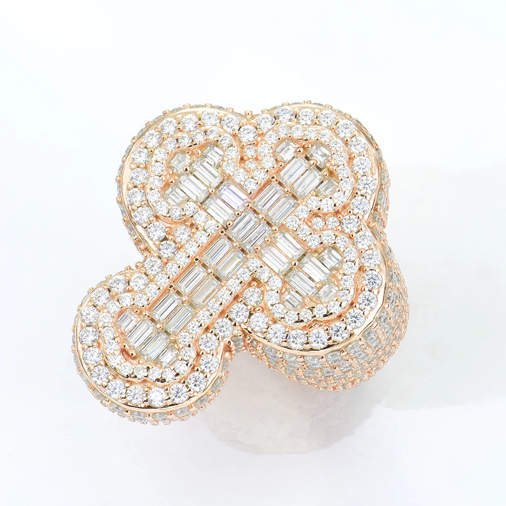 Xingyue Custom 925 Sterling Silver VVS Moissanite Mossanite Diamond Cross Rings Unisex Hip Hop Fine Jewelry Men GRA Gift