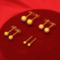 Brass Gold-Plated Stud Earring Beads Vietnam Placer Gold Round Beads Glazed Earrings Fashion Women's Jewelry Wholesale