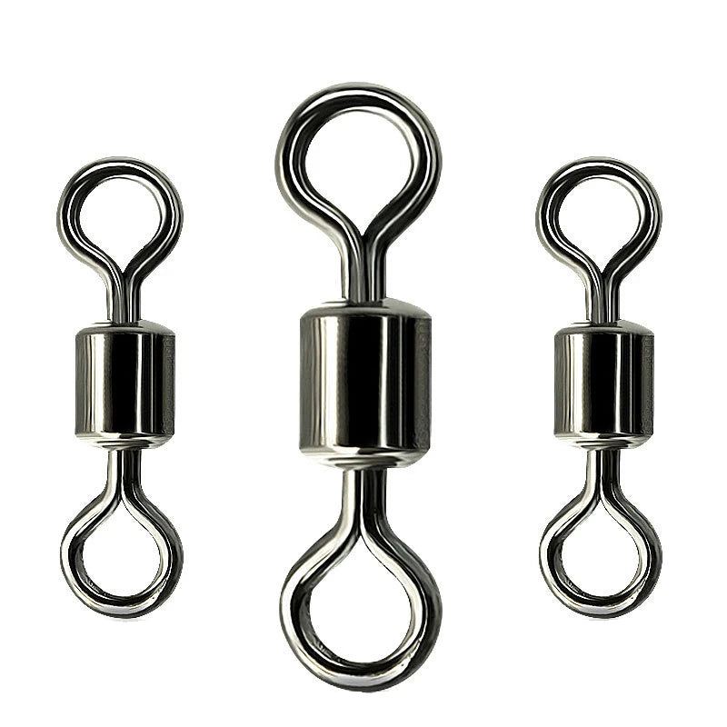 Bag of 200pcs Stainless Steel Fishing Swivels Ball Bearing Swivels Hook Line Connector Fishing Tackle Accessories