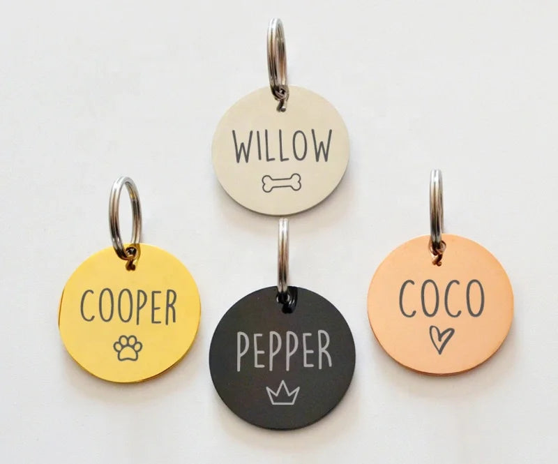Customized Silk Screen Printing Metal Stainless Steel Pet Tags for Identity Verification
