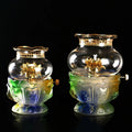 EU Candle Holder Lotus Shape Liuli Buddhism Utensil Candle Holder Crystal Glass Butter Lamp