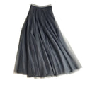 2024 Summer Chic Long Maxi Tulle Skirt for Women Solid High Waist A-Line Pleated Skirt Natural Casual for Holiday Beach