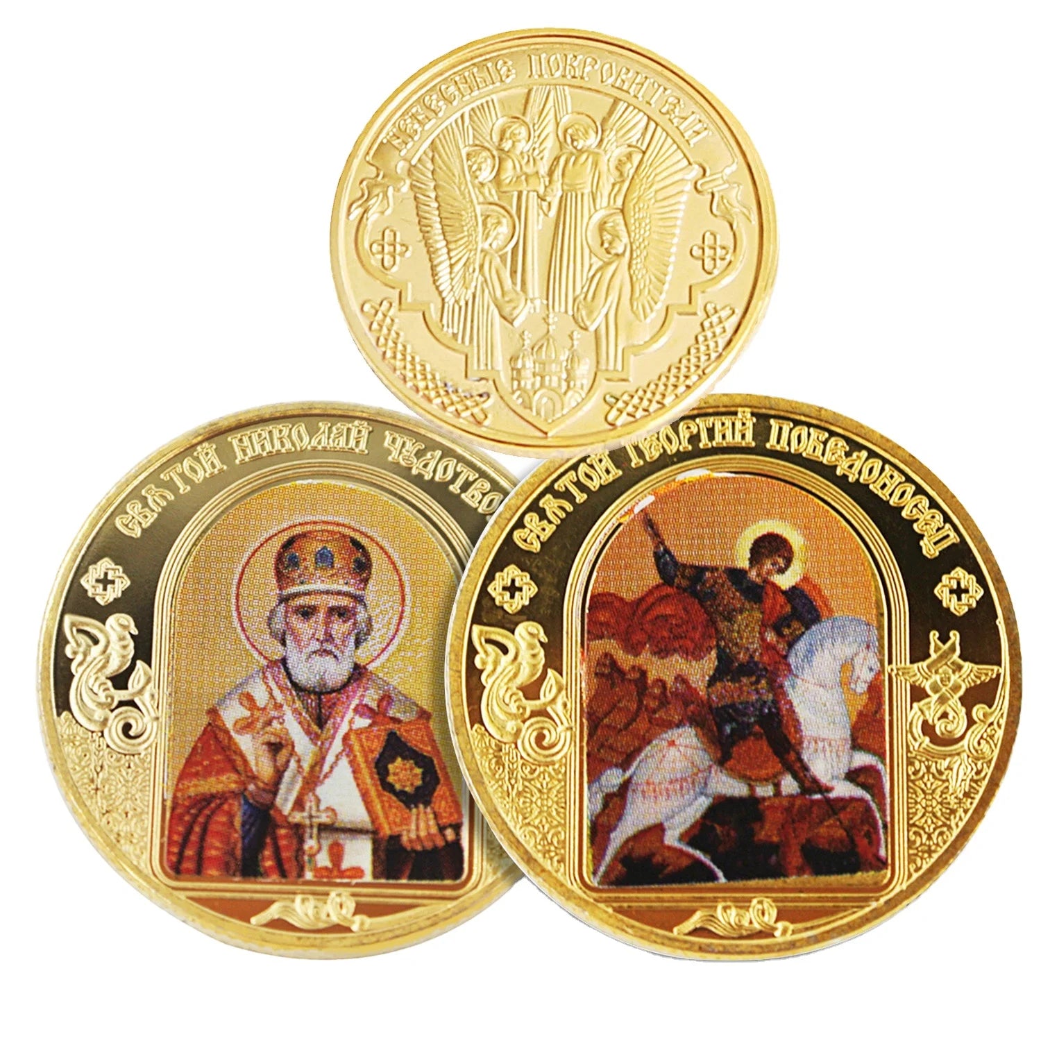 China Made Cross Commemorate Metal Craft Custom Gold Plated Printed logo Souvenir Metal Custom Made Coins