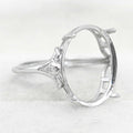 Sterling Silver 12*16mm Semi Mount Ring Empty Frame Blank Support Setting S925 Base Holder Without Center Stone for DIY Inlay