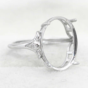 Sterling Silver 12*16mm Semi Mount Ring Empty Frame Blank Support Setting S925 Base Holder Without Center Stone for DIY Inlay