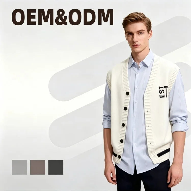 OEM High Quality Customized Winter Men's Cardigan Knitted Casual Coat Button Sweater
