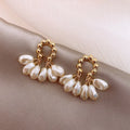 S925 INS Style Gold-Plated Dangling Pearl Stud Earrings Unique Baroque Pearl Drop Earrings for Girls Fashionable