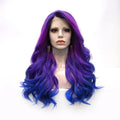 Celebrity Wig Cosplay Short Curl Dyed Blue Purple  Natural Color Daily Life Wearing Matte  Fiber Synthetic Lace Front Wigs