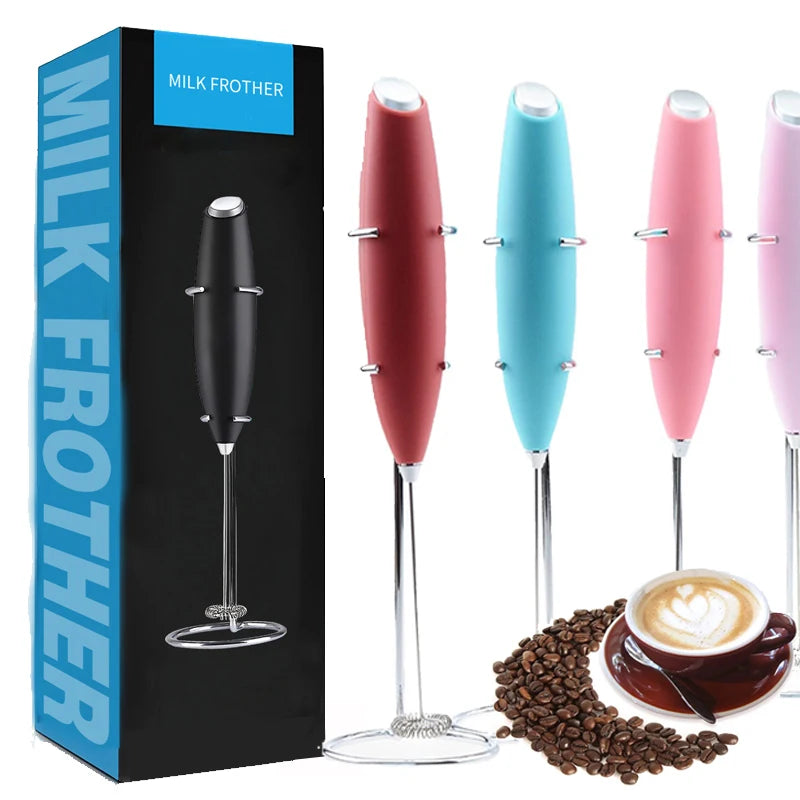 Milk Frother with Chromed Metal Stand Pulse Button for Easy Handling