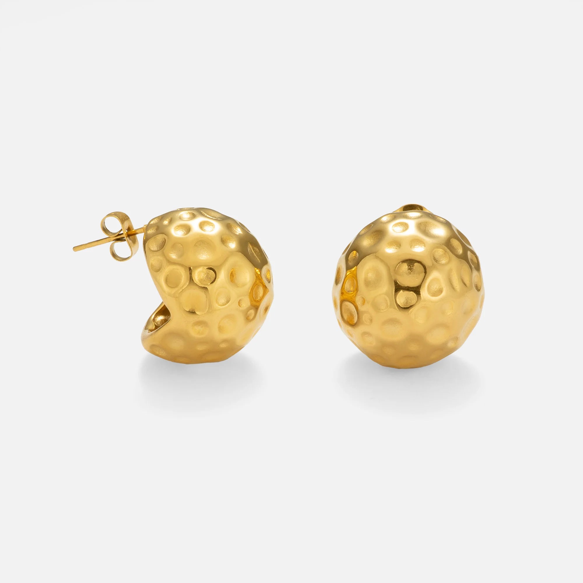 2024 Dazan New HOT INS 18k Gold Plated Hypoallergenic Stainless Steel Boho Hammer Unique Spherical Stud Earrings Dancer Jewelry
