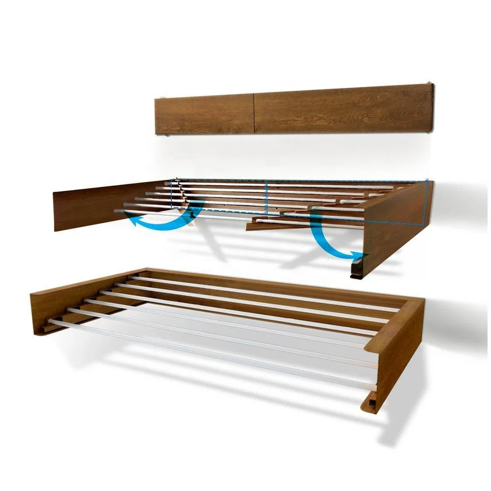 Wood Color Wall Mounted Metal Folding Clothes Drying Rack