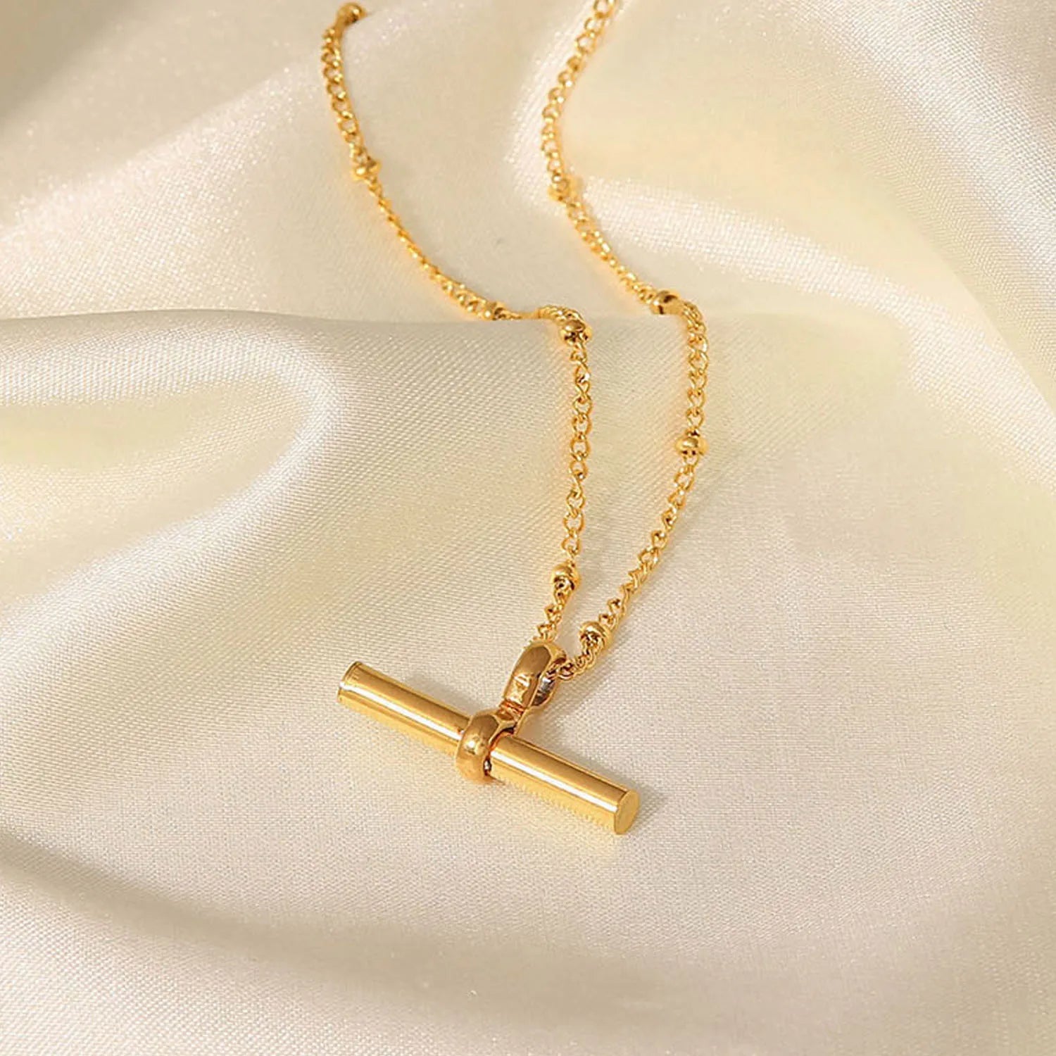 Fashion Summer Jewelry 18K Gold Statement T-bar Pendant Ball Bead Chain Stainless Steel Anklets Foot Bracelets